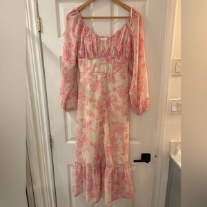 Japna Pink and creme Long Sleeve Sundress -NWOT